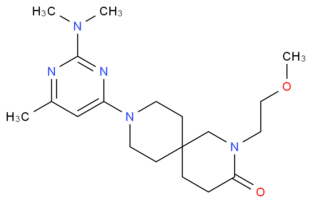 9-[2-(dimethylamino)-6-methylpyrimidin-4-yl]-2-(2-methoxyethyl)-2,9-diazaspiro[5.5]undecan-3-one_分子结构_CAS_)