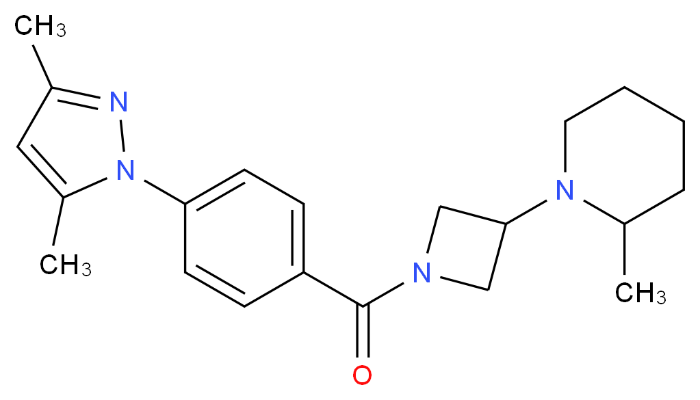 1-{1-[4-(3,5-dimethyl-1H-pyrazol-1-yl)benzoyl]-3-azetidinyl}-2-methylpiperidine_分子结构_CAS_)