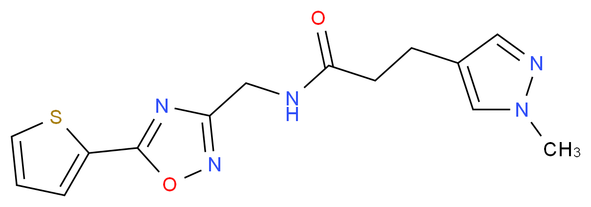 3-(1-methyl-1H-pyrazol-4-yl)-N-{[5-(2-thienyl)-1,2,4-oxadiazol-3-yl]methyl}propanamide_分子结构_CAS_)