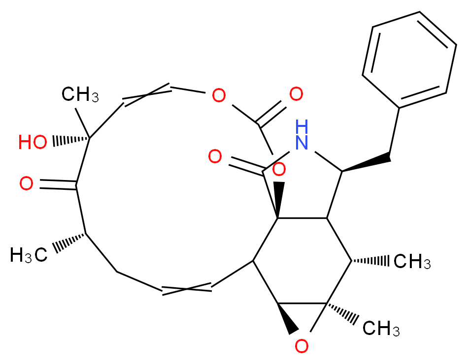 (1S,7R,9S,13S,14S,16R,17S,18S,19S)-19-benzyl-7-hydroxy-7,9,16,17-tetramethyl-2,4,15-trioxa-20-azatetracyclo[11.8.0.0<sup>1</sup>,<sup>1</sup><sup>8</sup>.0<sup>1</sup><sup>4</sup>,<sup>1</sup><sup>6</sup>]henicosa-5,11-diene-3,8,21-trione_分子结构_CAS_36011-19-5