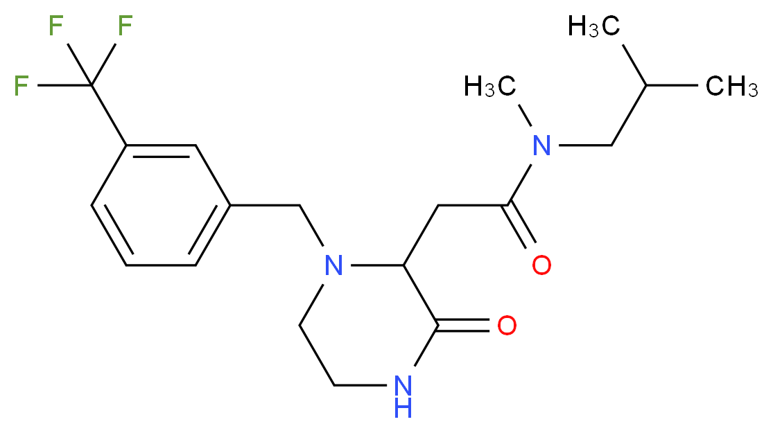 N-isobutyl-N-methyl-2-{3-oxo-1-[3-(trifluoromethyl)benzyl]-2-piperazinyl}acetamide_分子结构_CAS_)