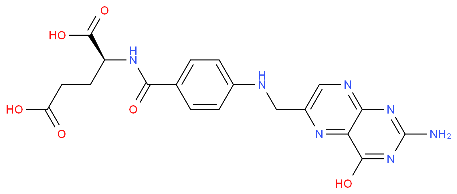 (2S)-2-[(4-{[(2-amino-4-hydroxypteridin-6-yl)methyl]amino}phenyl)formamido]pentanedioic acid_分子结构_CAS_75708-92-8