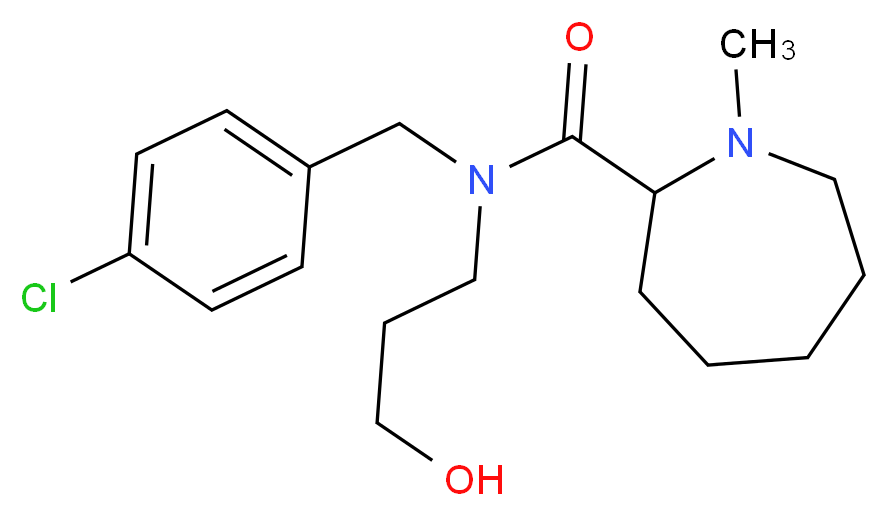 N-(4-chlorobenzyl)-N-(3-hydroxypropyl)-1-methyl-2-azepanecarboxamide_分子结构_CAS_)
