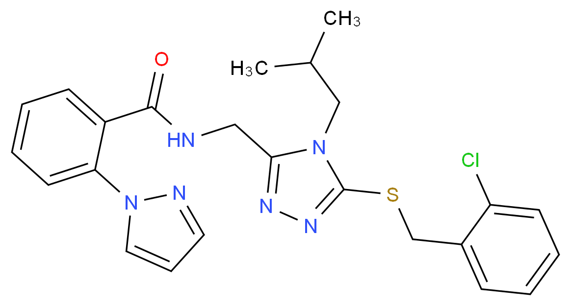 N-({5-[(2-chlorobenzyl)thio]-4-isobutyl-4H-1,2,4-triazol-3-yl}methyl)-2-(1H-pyrazol-1-yl)benzamide_分子结构_CAS_)