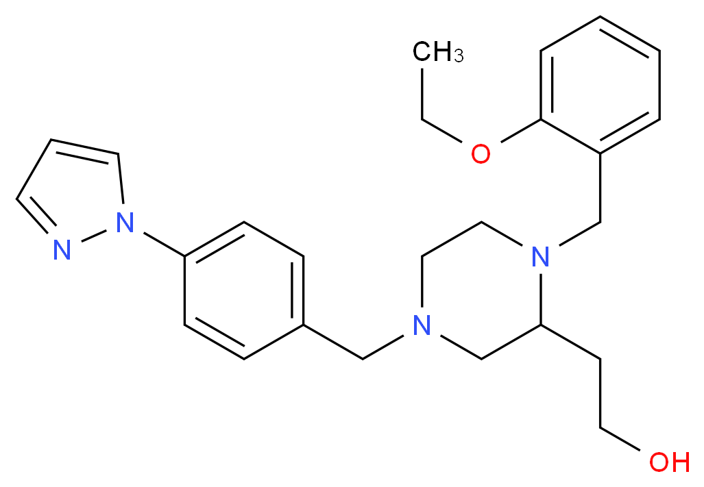 2-{1-(2-ethoxybenzyl)-4-[4-(1H-pyrazol-1-yl)benzyl]-2-piperazinyl}ethanol_分子结构_CAS_)