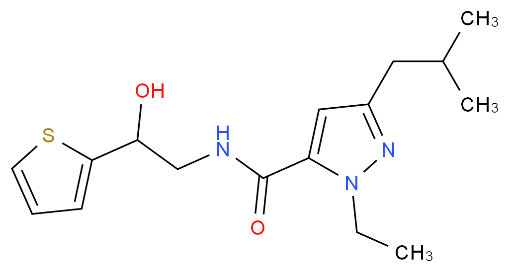 1-ethyl-N-[2-hydroxy-2-(2-thienyl)ethyl]-3-isobutyl-1H-pyrazole-5-carboxamide_分子结构_CAS_)