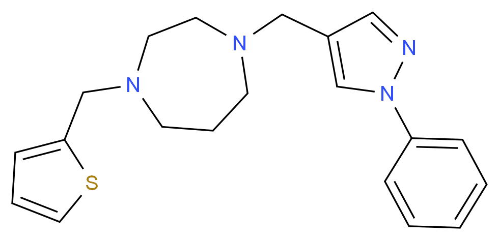 1-[(1-phenyl-1H-pyrazol-4-yl)methyl]-4-(2-thienylmethyl)-1,4-diazepane_分子结构_CAS_)