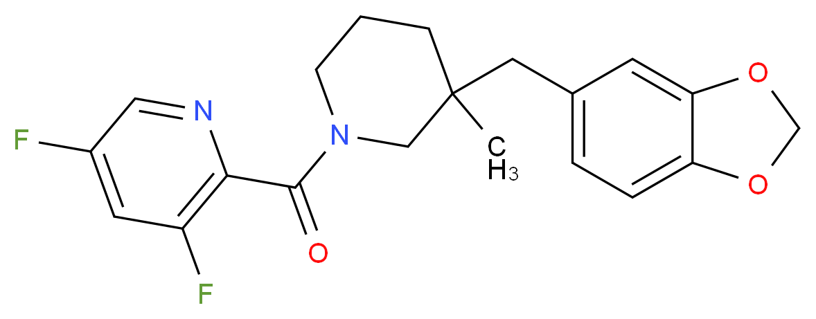 2-{[3-(1,3-benzodioxol-5-ylmethyl)-3-methylpiperidin-1-yl]carbonyl}-3,5-difluoropyridine_分子结构_CAS_)