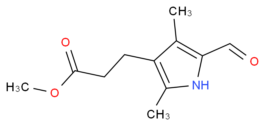 methyl 3-(5-formyl-2,4-dimethyl-1H-pyrrol-3-yl)propanoate_分子结构_CAS_18818-25-2