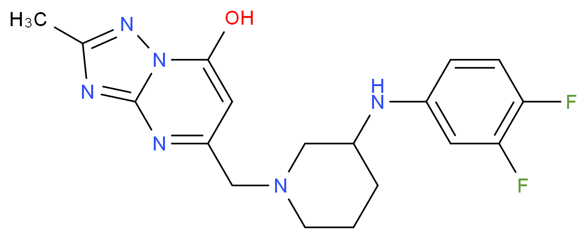 5-({3-[(3,4-difluorophenyl)amino]-1-piperidinyl}methyl)-2-methyl[1,2,4]triazolo[1,5-a]pyrimidin-7-ol_分子结构_CAS_)
