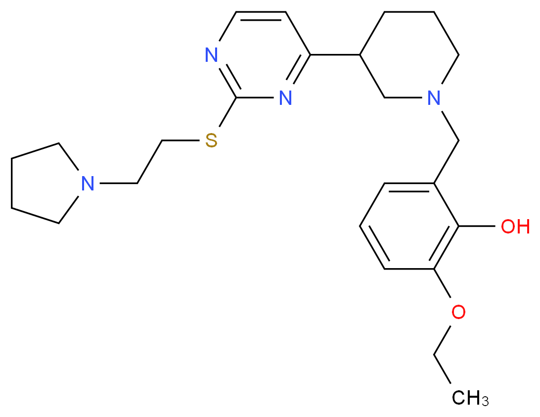 2-ethoxy-6-{[3-(2-{[2-(1-pyrrolidinyl)ethyl]thio}-4-pyrimidinyl)-1-piperidinyl]methyl}phenol_分子结构_CAS_)