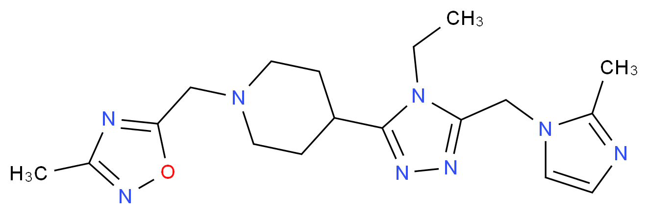 4-{4-ethyl-5-[(2-methyl-1H-imidazol-1-yl)methyl]-4H-1,2,4-triazol-3-yl}-1-[(3-methyl-1,2,4-oxadiazol-5-yl)methyl]piperidine_分子结构_CAS_)