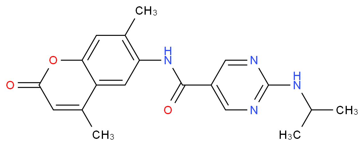 N-(4,7-dimethyl-2-oxo-2H-chromen-6-yl)-2-(isopropylamino)pyrimidine-5-carboxamide_分子结构_CAS_)