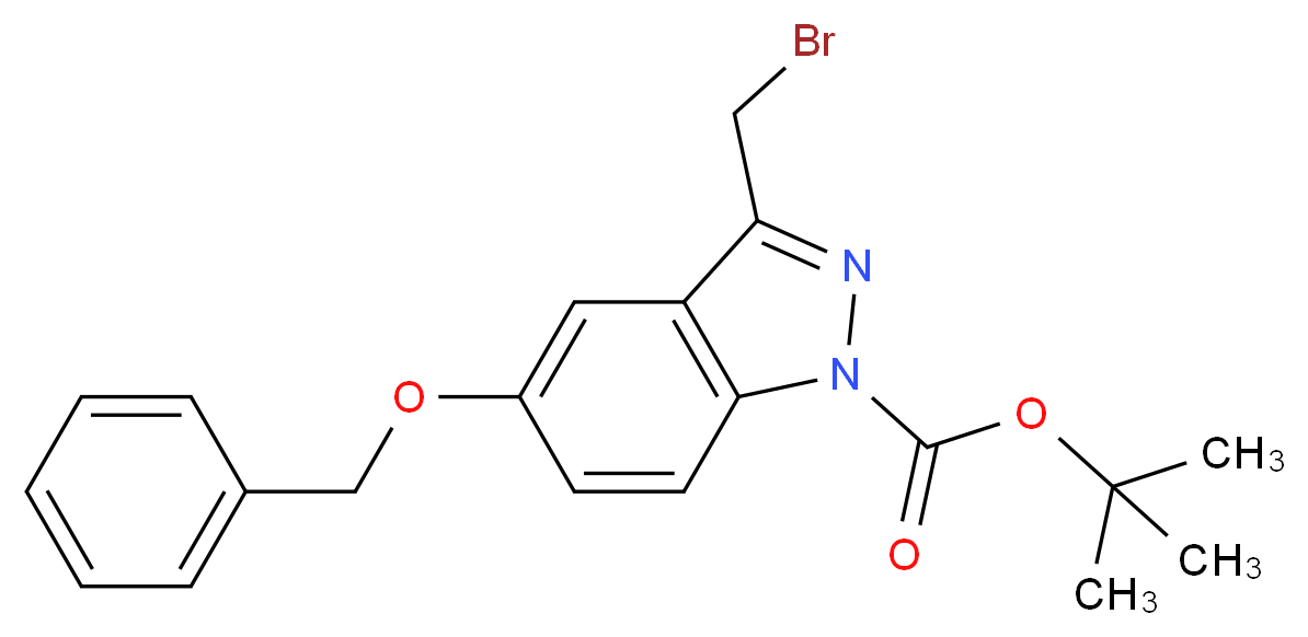 1H-INDAZOLE-1-CARBOXYLIC ACID, 3-(BROMOMETHYL)-5-(PHENYLMETHOXY)-, 1,1-DIMETHYLETHYL ESTER_分子结构_CAS_944904-81-8)