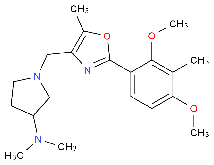1-{[2-(2,4-dimethoxy-3-methylphenyl)-5-methyl-1,3-oxazol-4-yl]methyl}-N,N-dimethylpyrrolidin-3-amine_分子结构_CAS_)