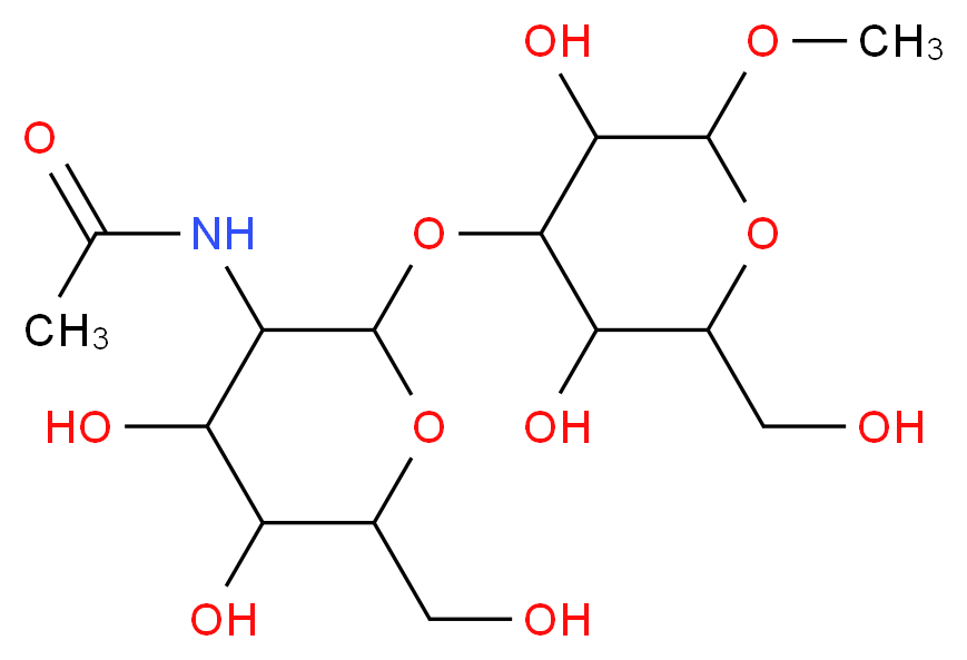 Methyl 3-O-(N-acetyl-β-D-glucosaminyl)-β-D-galactopyranoside_分子结构_CAS_93253-17-9)