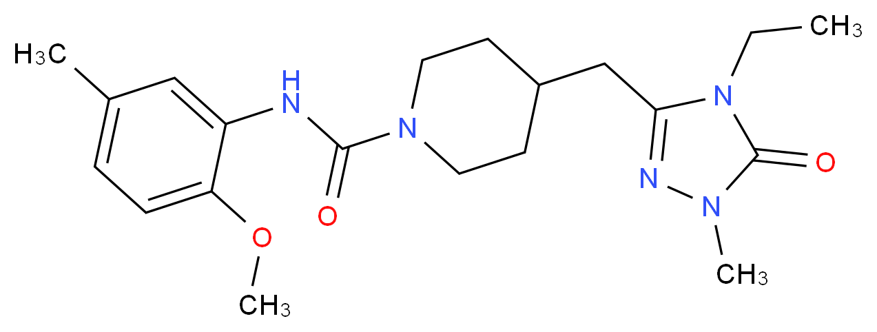 4-[(4-ethyl-1-methyl-5-oxo-4,5-dihydro-1H-1,2,4-triazol-3-yl)methyl]-N-(2-methoxy-5-methylphenyl)piperidine-1-carboxamide_分子结构_CAS_)