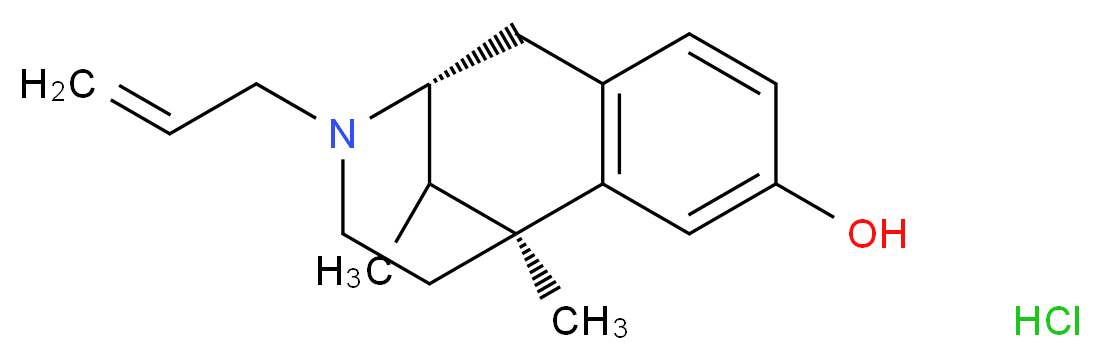 (1S,9R)-1,13-dimethyl-10-(prop-2-en-1-yl)-10-azatricyclo[7.3.1.0<sup>2</sup>,<sup>7</sup>]trideca-2(7),3,5-trien-4-ol hydrochloride_分子结构_CAS_133005-41-1