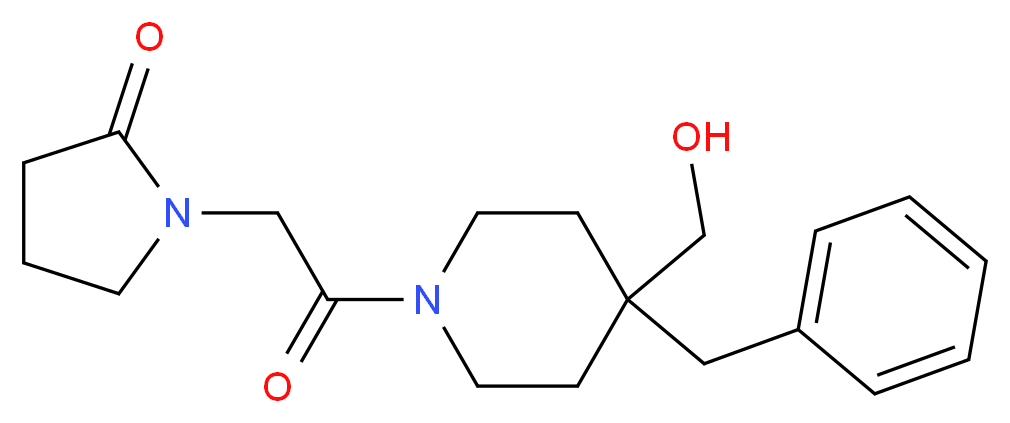 1-{2-[4-benzyl-4-(hydroxymethyl)-1-piperidinyl]-2-oxoethyl}-2-pyrrolidinone_分子结构_CAS_)