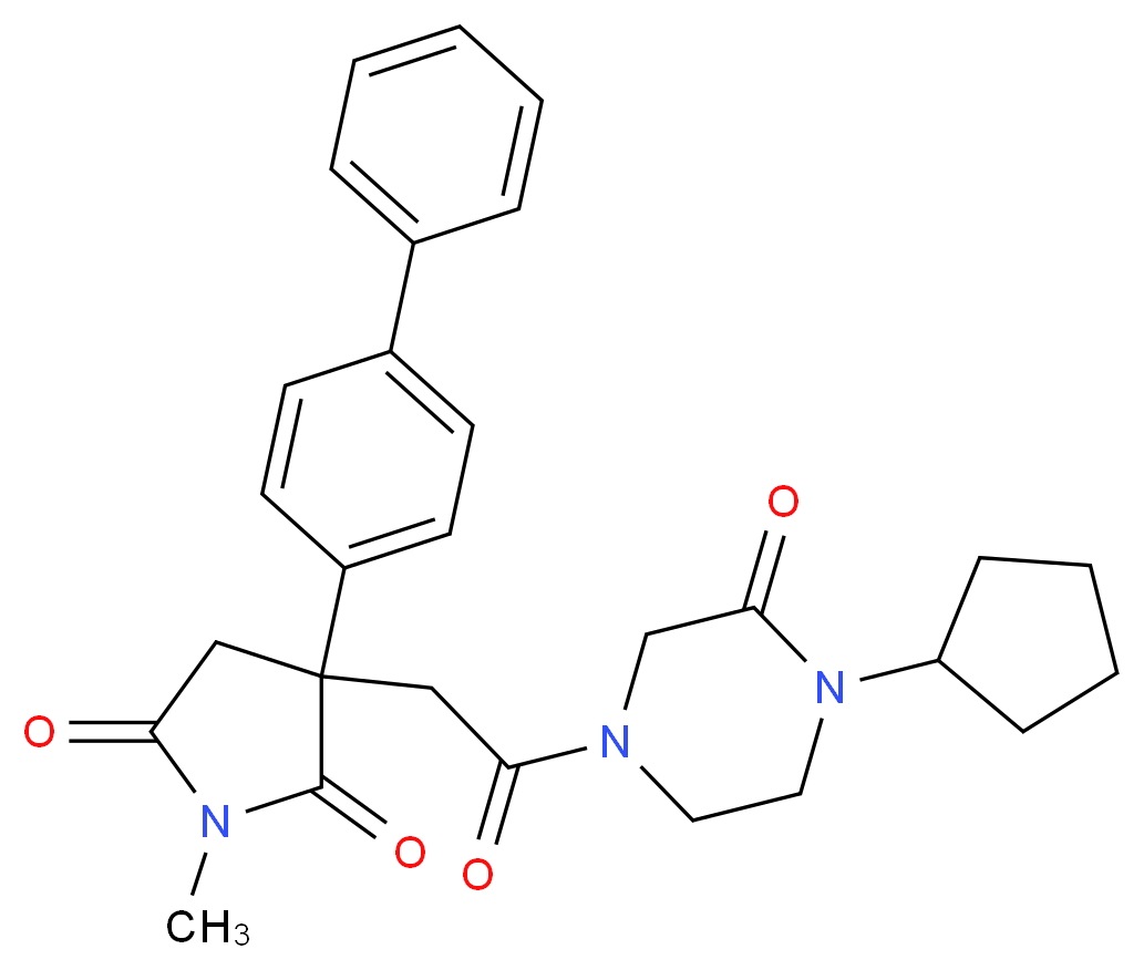 3-(4-biphenylyl)-3-[2-(4-cyclopentyl-3-oxo-1-piperazinyl)-2-oxoethyl]-1-methyl-2,5-pyrrolidinedione_分子结构_CAS_)