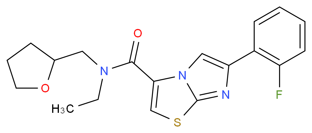 N-ethyl-6-(2-fluorophenyl)-N-(tetrahydro-2-furanylmethyl)imidazo[2,1-b][1,3]thiazole-3-carboxamide_分子结构_CAS_)