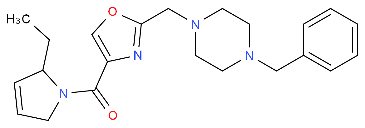 1-benzyl-4-({4-[(2-ethyl-2,5-dihydro-1H-pyrrol-1-yl)carbonyl]-1,3-oxazol-2-yl}methyl)piperazine_分子结构_CAS_)