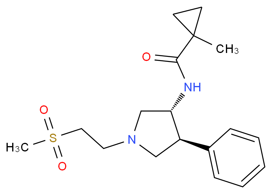 1-methyl-N-{(3R*,4S*)-1-[2-(methylsulfonyl)ethyl]-4-phenyl-3-pyrrolidinyl}cyclopropanecarboxamide_分子结构_CAS_)