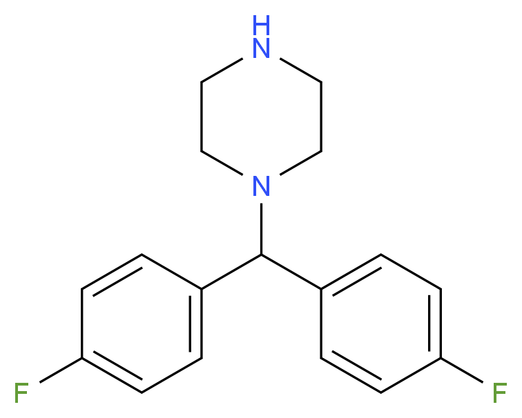 1-[Bis(4-fluorophenyl)methyl]piperazine_分子结构_CAS_27469-60-9)