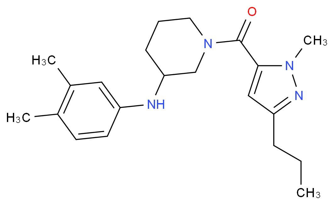 N-(3,4-dimethylphenyl)-1-[(1-methyl-3-propyl-1H-pyrazol-5-yl)carbonyl]-3-piperidinamine_分子结构_CAS_)
