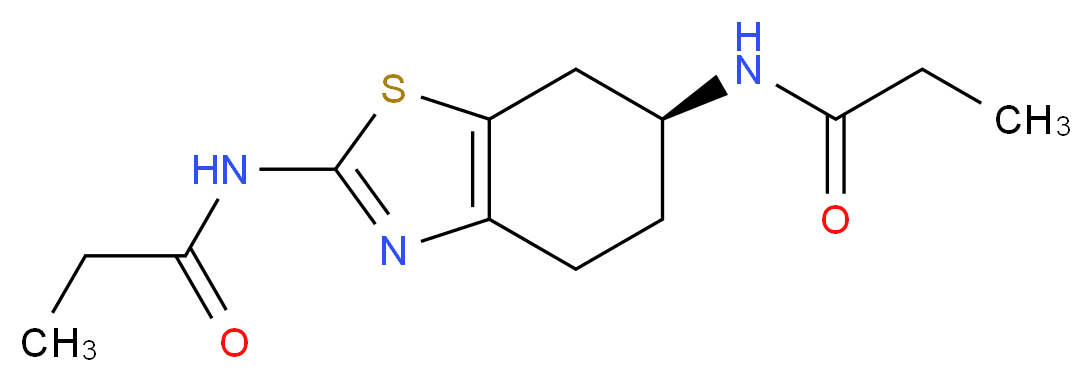 N-[(6S)-6-propanamido-4,5,6,7-tetrahydro-1,3-benzothiazol-2-yl]propanamide_分子结构_CAS_1346617-47-7