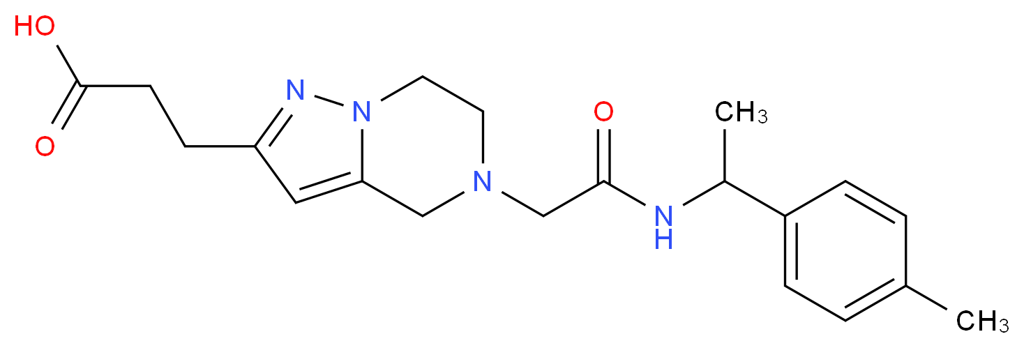 3-[5-(2-{[1-(4-methylphenyl)ethyl]amino}-2-oxoethyl)-4,5,6,7-tetrahydropyrazolo[1,5-a]pyrazin-2-yl]propanoic acid_分子结构_CAS_)