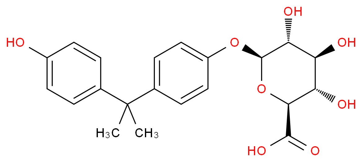 (2S,3S,4S,5R,6S)-3,4,5-trihydroxy-6-{4-[2-(4-hydroxyphenyl)propan-2-yl]phenoxy}oxane-2-carboxylic acid_分子结构_CAS_267244-08-6