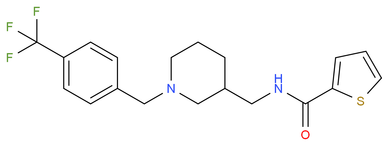 N-({1-[4-(trifluoromethyl)benzyl]-3-piperidinyl}methyl)-2-thiophenecarboxamide_分子结构_CAS_)