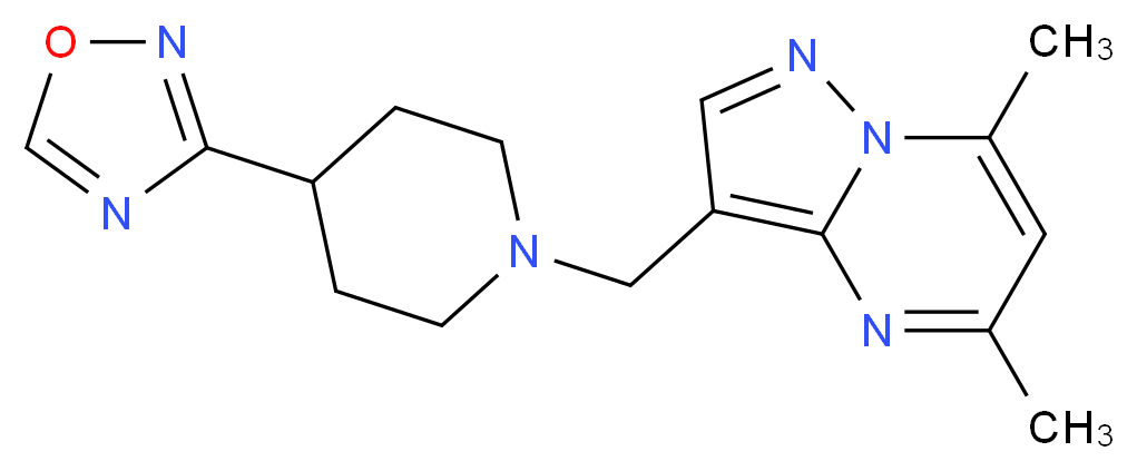 5,7-dimethyl-3-{[4-(1,2,4-oxadiazol-3-yl)piperidin-1-yl]methyl}pyrazolo[1,5-a]pyrimidine_分子结构_CAS_)