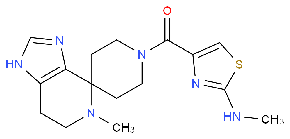 N-methyl-4-[(5-methyl-1,5,6,7-tetrahydro-1'H-spiro[imidazo[4,5-c]pyridine-4,4'-piperidin]-1'-yl)carbonyl]-1,3-thiazol-2-amine_分子结构_CAS_)