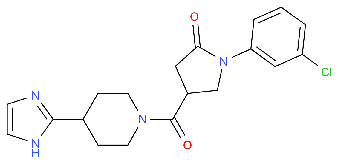 1-(3-chlorophenyl)-4-{[4-(1H-imidazol-2-yl)-1-piperidinyl]carbonyl}-2-pyrrolidinone_分子结构_CAS_)