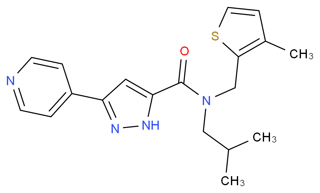 N-isobutyl-N-[(3-methyl-2-thienyl)methyl]-3-pyridin-4-yl-1H-pyrazole-5-carboxamide_分子结构_CAS_)