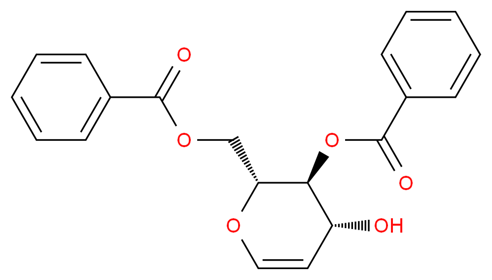 (2R,3S,4R)-2-[(benzoyloxy)methyl]-4-hydroxy-3,4-dihydro-2H-pyran-3-yl benzoate_分子结构_CAS_58871-06-0