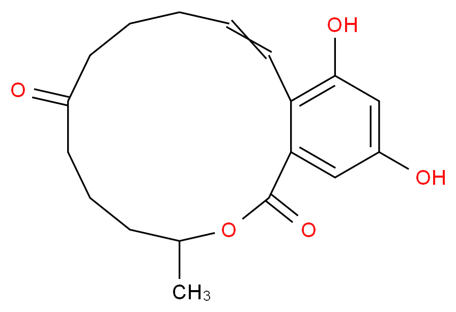13,15-dihydroxy-3-methyl-3,4,5,6,7,8,9,10-octahydro-1H-2-benzoxacyclotetradecine-1,7-dione_分子结构_CAS_17924-92-4
