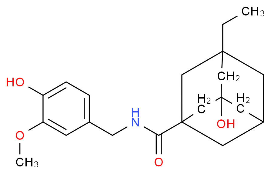 3-ethyl-5-hydroxy-N-(4-hydroxy-3-methoxybenzyl)adamantane-1-carboxamide_分子结构_CAS_)