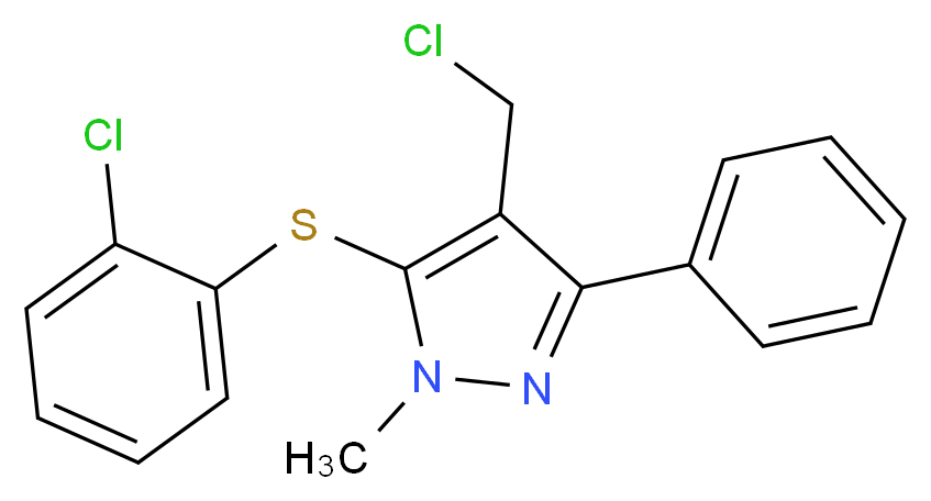 4-(Chloromethyl)-5-[(2-chlorophenyl)sulfanyl]-1-methyl-3-phenyl-1H-pyrazole_分子结构_CAS_)