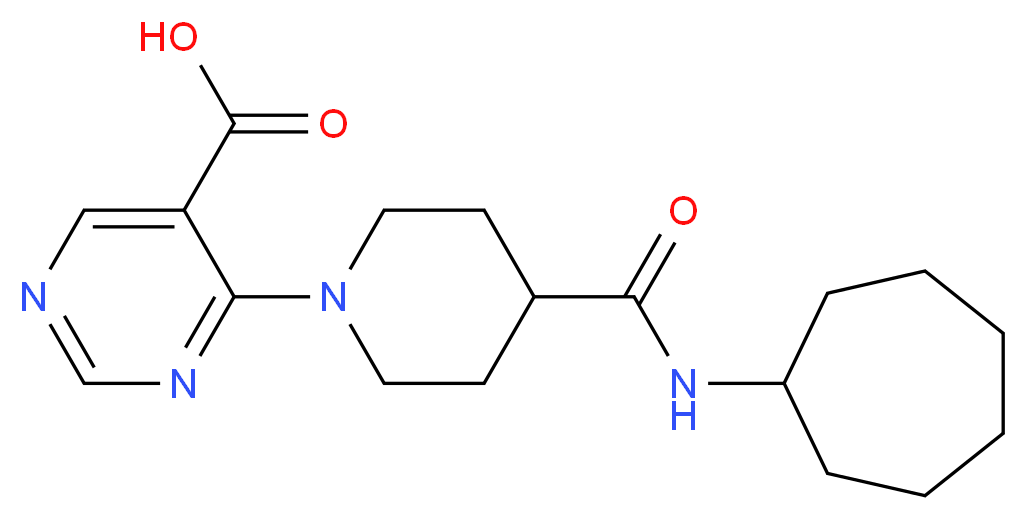 4-{4-[(cycloheptylamino)carbonyl]piperidin-1-yl}pyrimidine-5-carboxylic acid_分子结构_CAS_)