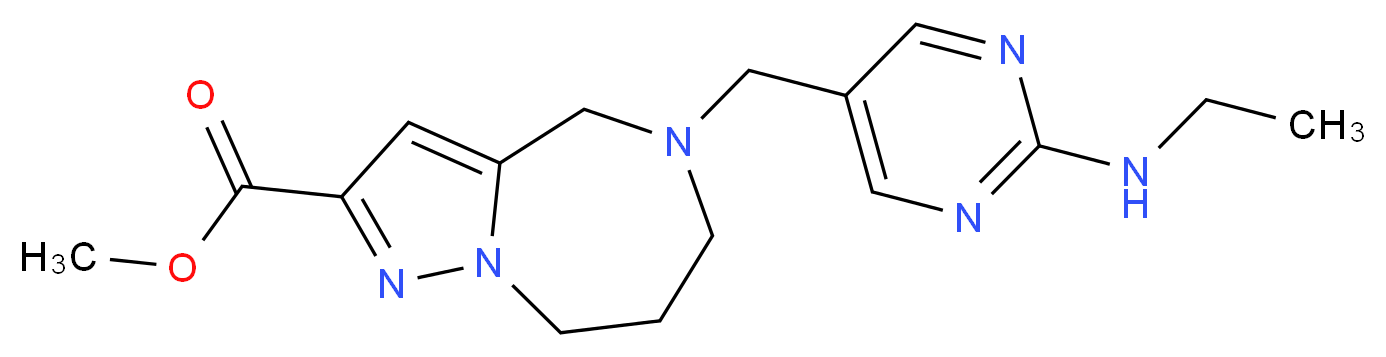 methyl 5-{[2-(ethylamino)pyrimidin-5-yl]methyl}-5,6,7,8-tetrahydro-4H-pyrazolo[1,5-a][1,4]diazepine-2-carboxylate_分子结构_CAS_)