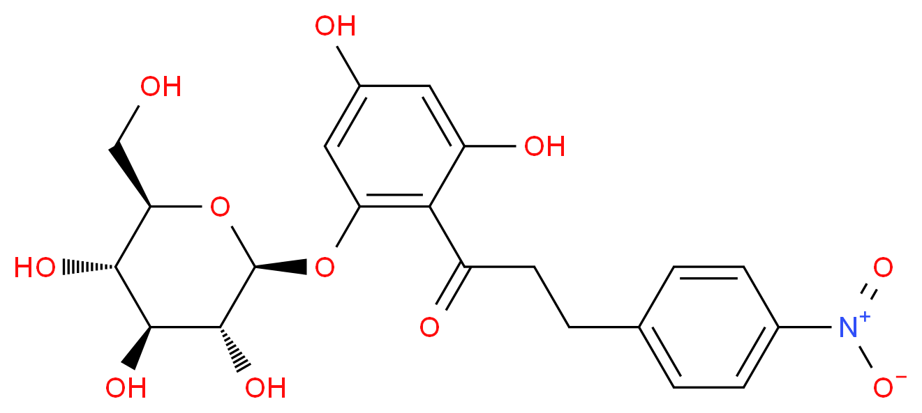 1-(2,4-dihydroxy-6-{[(2S,3R,4S,5S,6R)-3,4,5-trihydroxy-6-(hydroxymethyl)oxan-2-yl]oxy}phenyl)-3-(4-nitrophenyl)propan-1-one_分子结构_CAS_82628-84-0