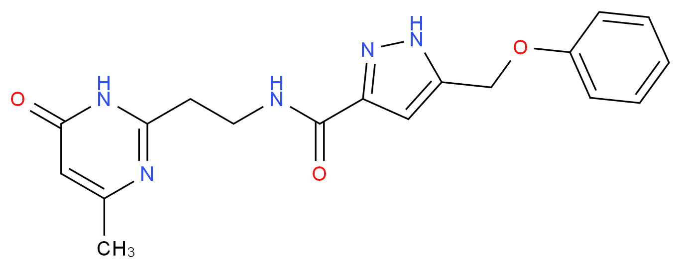 N-[2-(4-methyl-6-oxo-1,6-dihydropyrimidin-2-yl)ethyl]-5-(phenoxymethyl)-1H-pyrazole-3-carboxamide_分子结构_CAS_)