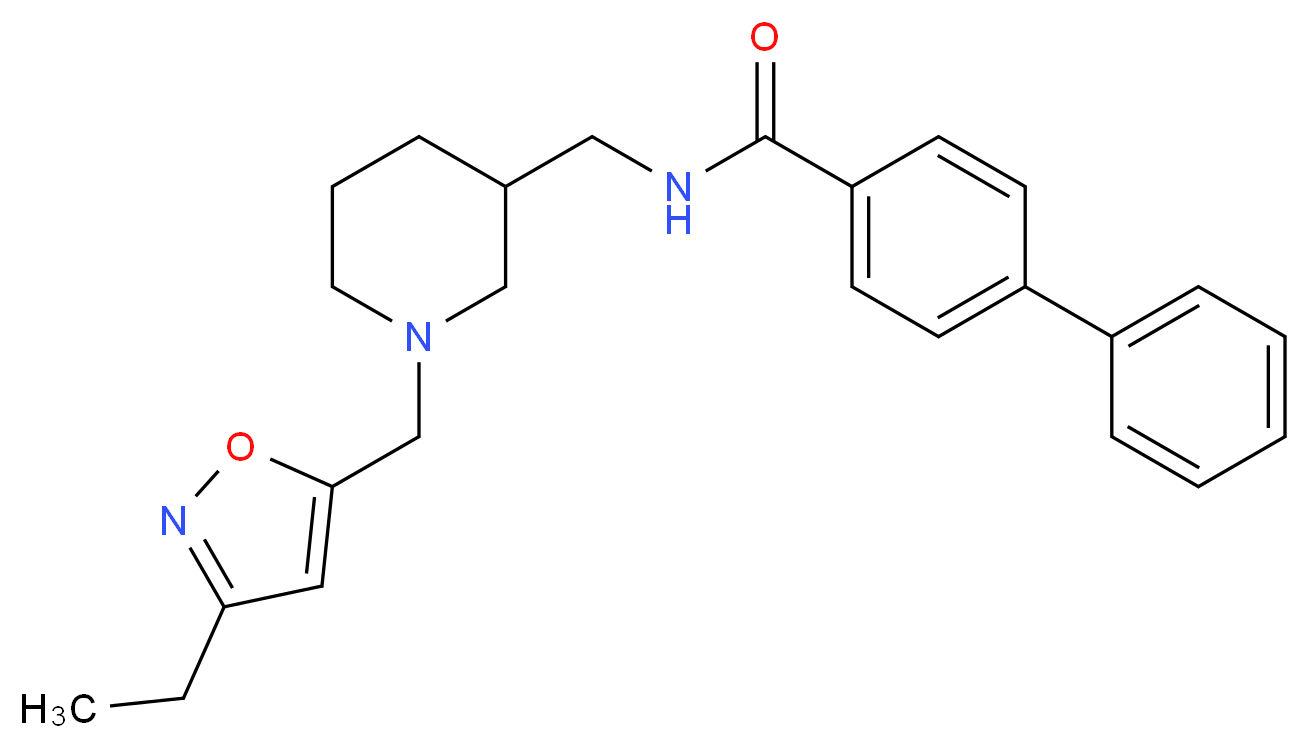N-({1-[(3-ethylisoxazol-5-yl)methyl]piperidin-3-yl}methyl)biphenyl-4-carboxamide_分子结构_CAS_)