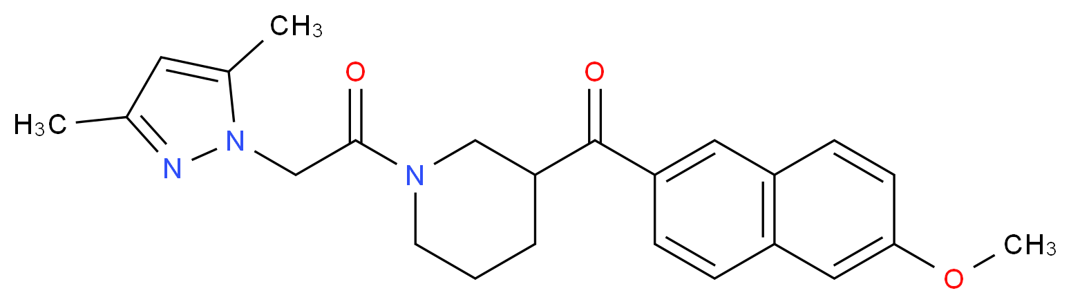 {1-[(3,5-dimethyl-1H-pyrazol-1-yl)acetyl]-3-piperidinyl}(6-methoxy-2-naphthyl)methanone_分子结构_CAS_)