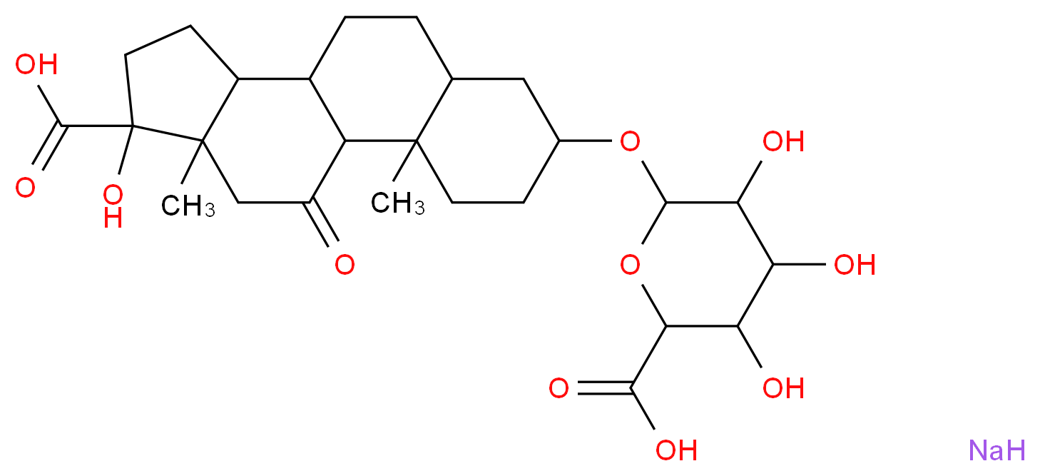 6-({14-carboxy-14-hydroxy-2,15-dimethyl-17-oxotetracyclo[8.7.0.0<sup>2</sup>,<sup>7</sup>.0<sup>1</sup><sup>1</sup>,<sup>1</sup><sup>5</sup>]heptadecan-5-yl}oxy)-3,4,5-trihydroxyoxane-2-carboxylic acid sodium_分子结构_CAS_138898-76-7