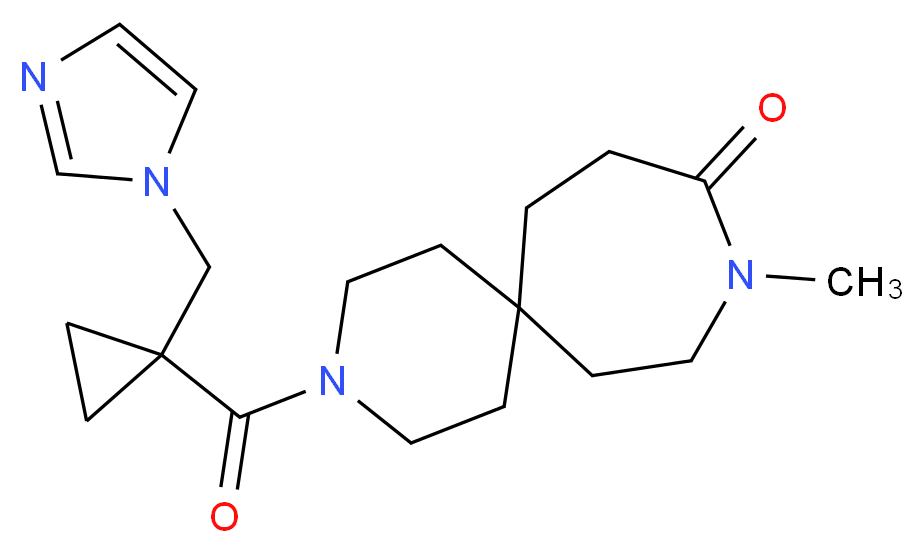 3-{[1-(1H-imidazol-1-ylmethyl)cyclopropyl]carbonyl}-9-methyl-3,9-diazaspiro[5.6]dodecan-10-one_分子结构_CAS_)