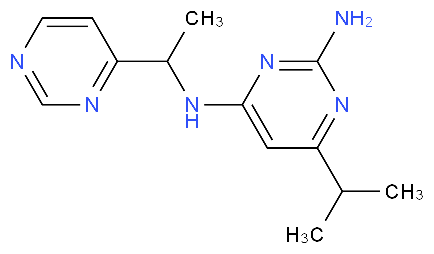 6-isopropyl-N~4~-(1-pyrimidin-4-ylethyl)pyrimidine-2,4-diamine_分子结构_CAS_)